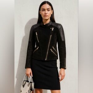 Mango Black Leather Biker Jacket